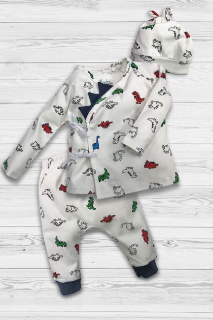 White Dino Baby Pyjamas Set