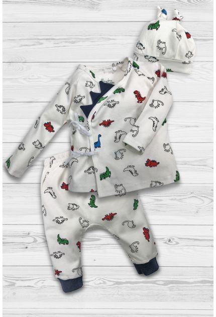 White Dino Baby Pyjamas Set